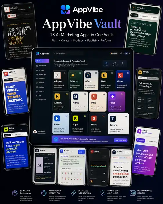 13 aplikasi AI AppVibe Vault yang siap dijual ulang